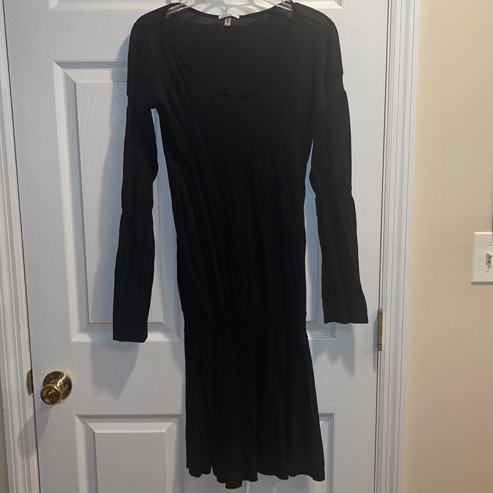 Clu long sleeve black Dress large with see throw